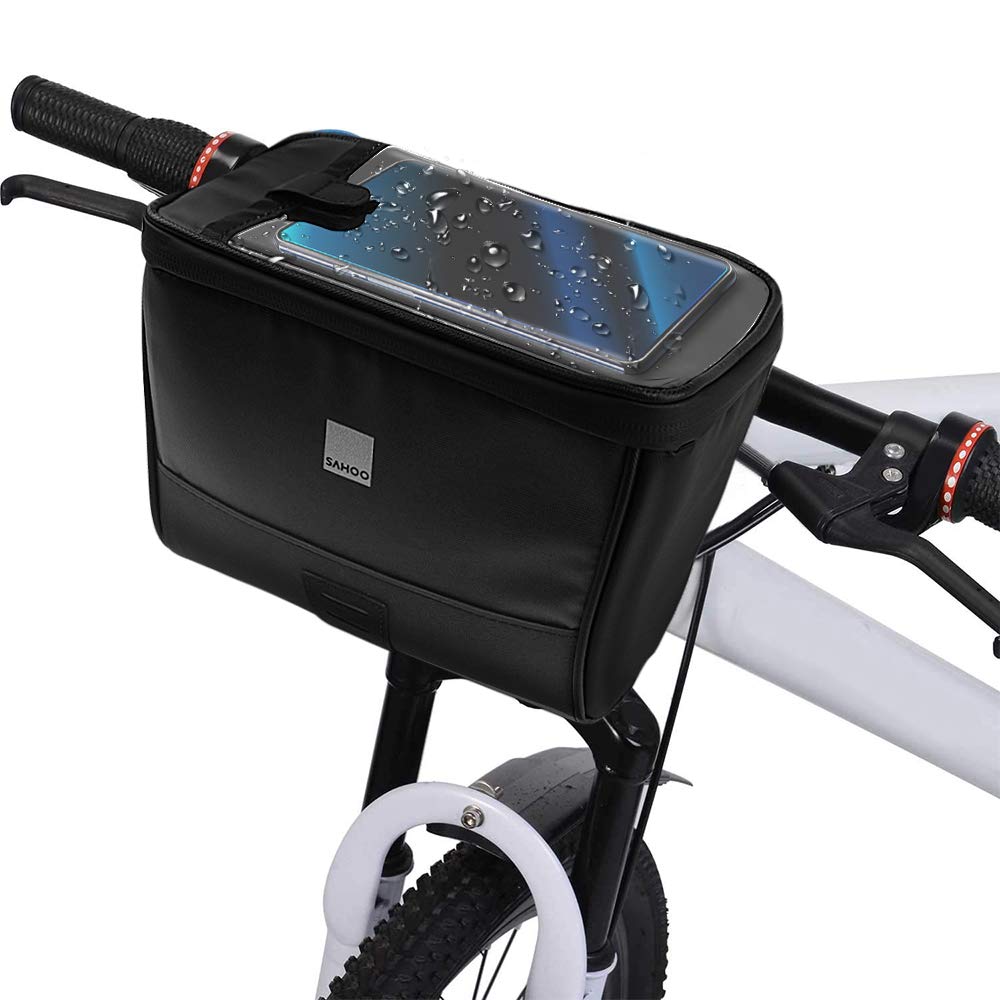 Borsa per manubrio della bicicletta, borsa termica per mountain bike, 2 l, design impermeabile, strisce riflettenti, tessuto cerato