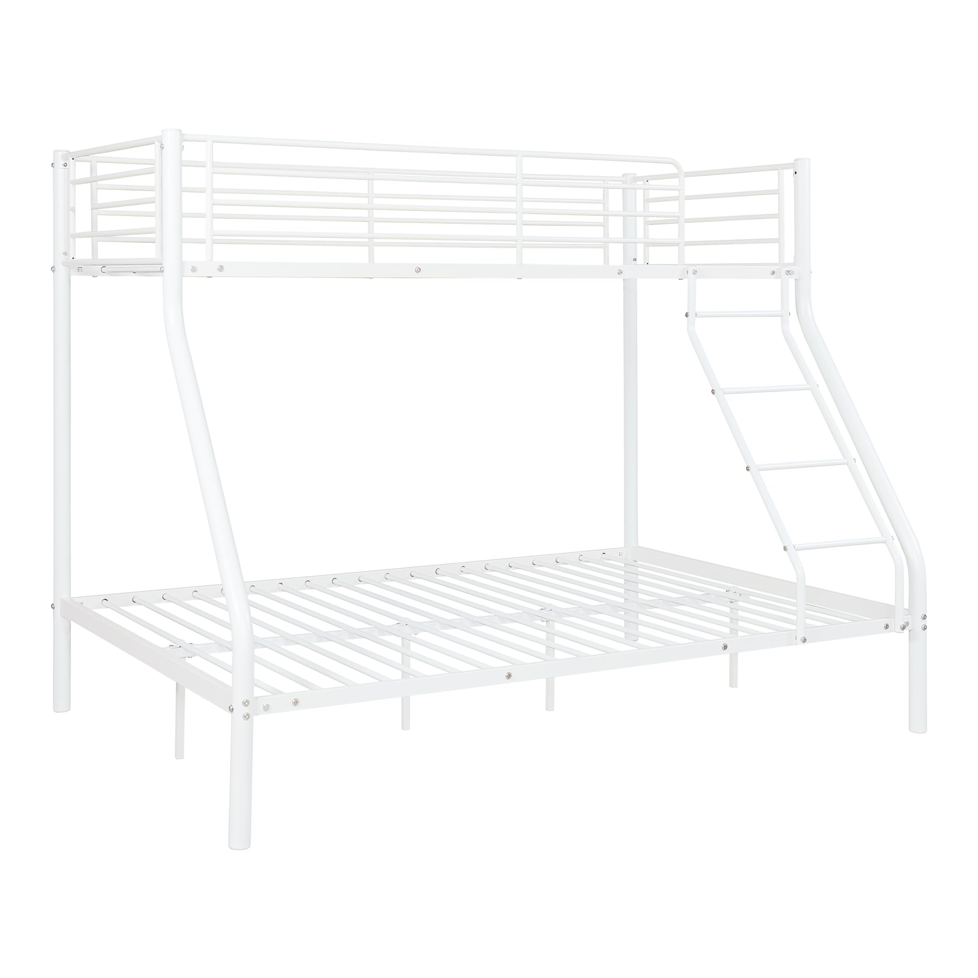 [neu.haus] Letto a Castello a 3 Posti con Barriera Sponda Anticaduta e Scaletta Letto per Cameretta 200 x 140/90 cm in Metallo - Bianco