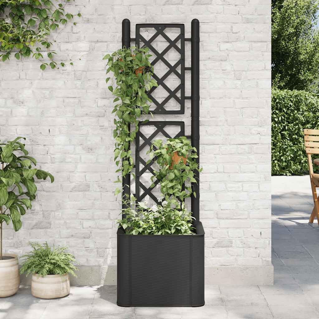 ACAGALA Blumenkasten mit Rankgitter, Pflanzkbel mit  Selbstbewsserungssystem Outdoor Pflanzgef Garten Hochbeet Kunststoff mit  Spalier fr Kletterpflanzen & Topfpflanzen, 43x43x142 cm, Anthrazit:  Amazon.de: Garten