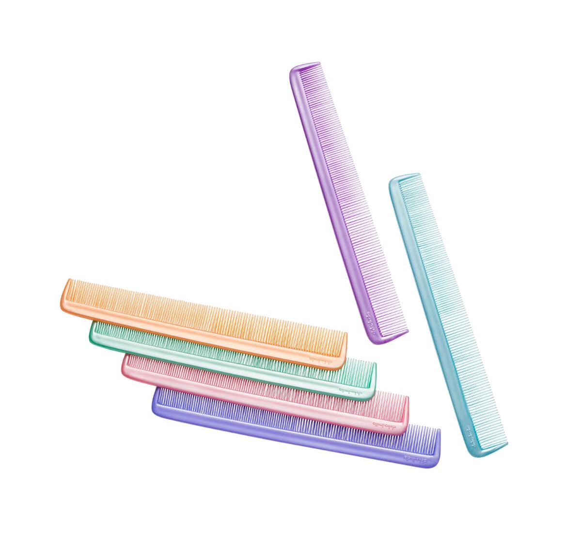 9inch zodiac professional hair combs set, pastel colours, 6 pack, fine-tooth styling combs