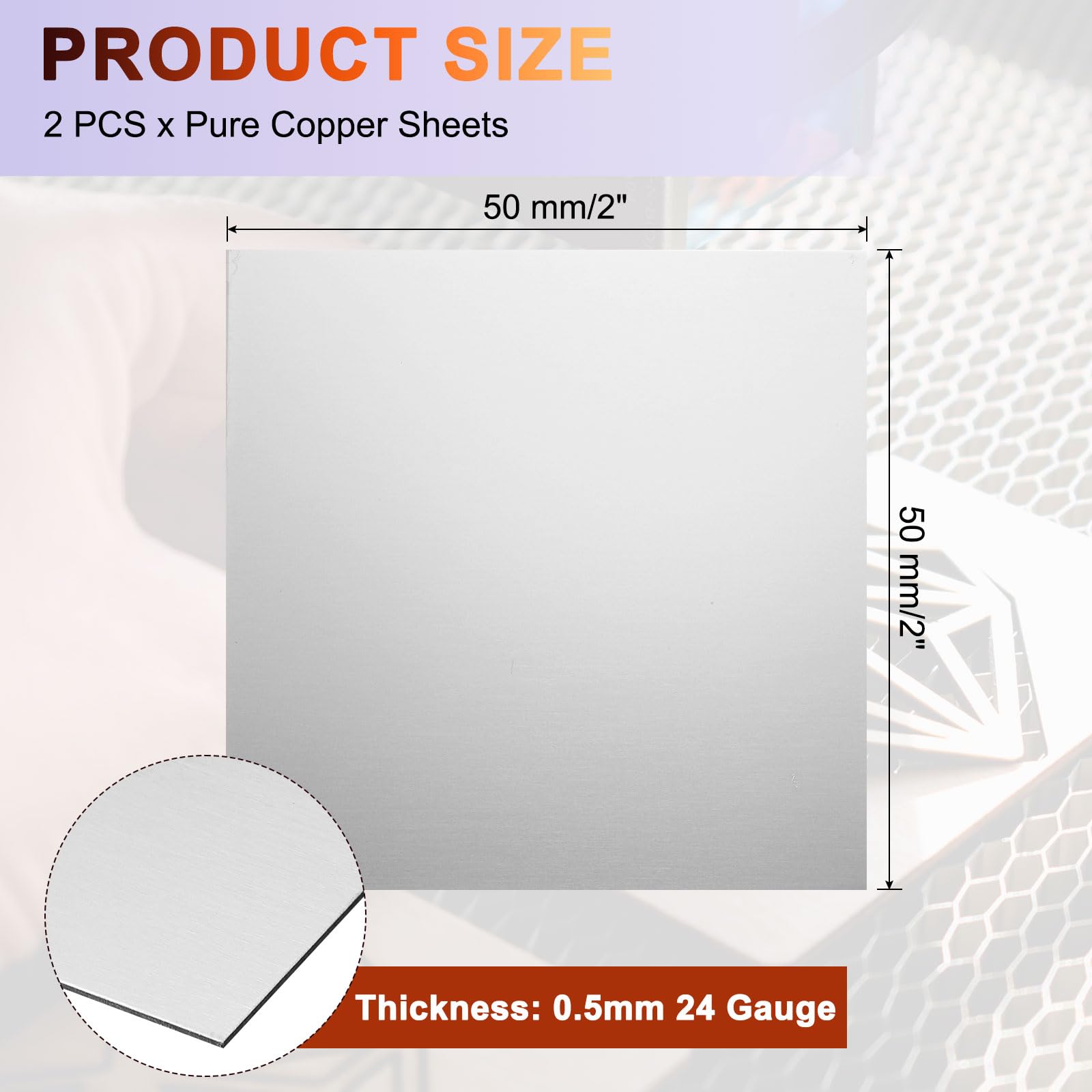 QUARKZMAN 2 sztuki blachy ze stali nierdzewnej 304, 2" x 2", grubość 0,5 mm, blacha ze stali nierdzewnej w rękawiczkach, dla majsterkowiczów, modelarzy, biżuterii, napraw, napraw elektrycznych (kolor