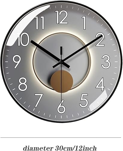 Miniatura 2 de HASMI Reloj para sala de estar, reloj de cuarzo, luz de moda, reloj de pared silencioso de lujo, reloj digital circular simple de 9.8 in11.8 in13.8