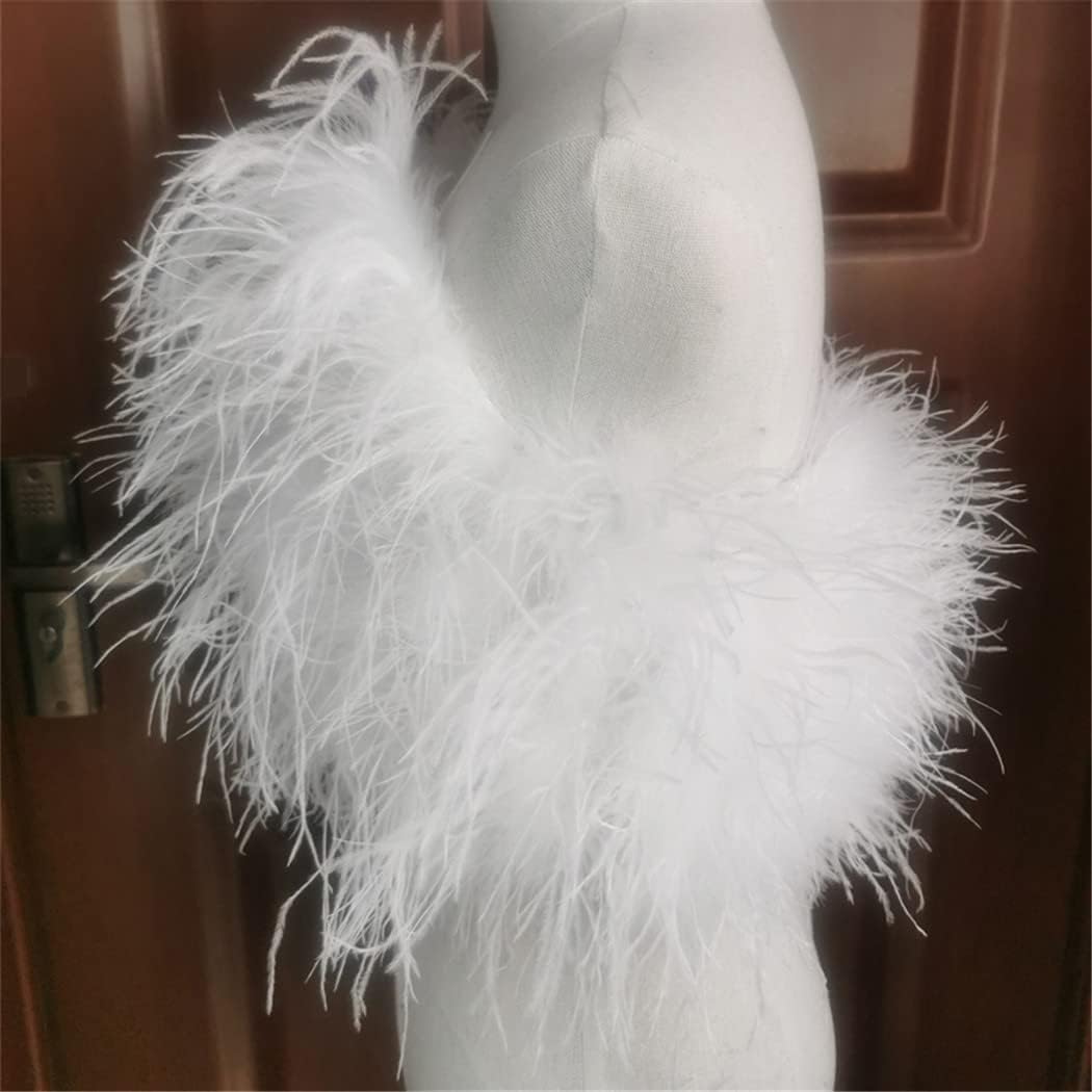 Heart-Shaped Ostrich Hair Bra Underwear, Women's Fur Coat Real Ostrich Fur Coat for Party Wedding