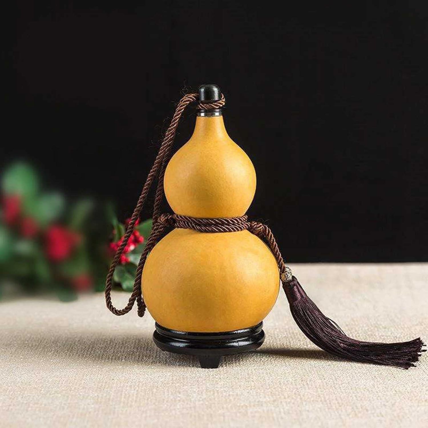 RSBFER Natural Gourd Sake Water Bottle Pot, Outdoor Drink Kettle Flagon with Lid, Handicraft Jug Decor Jar for Home Decoration (1000ML)