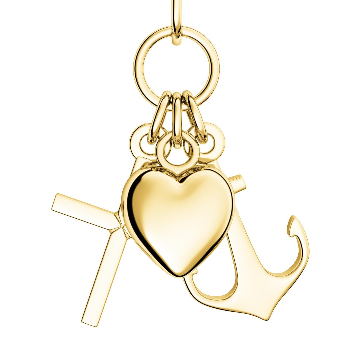 Herzkette Gold (Silber 925 vergoldet) Glaube Liebe Hoffnung Kette Anhänger | Schmuck Anker Kreuz Damen Herzanhänger Herzchenkette Halskette Herz Frau Frauen Freundin Mädchen