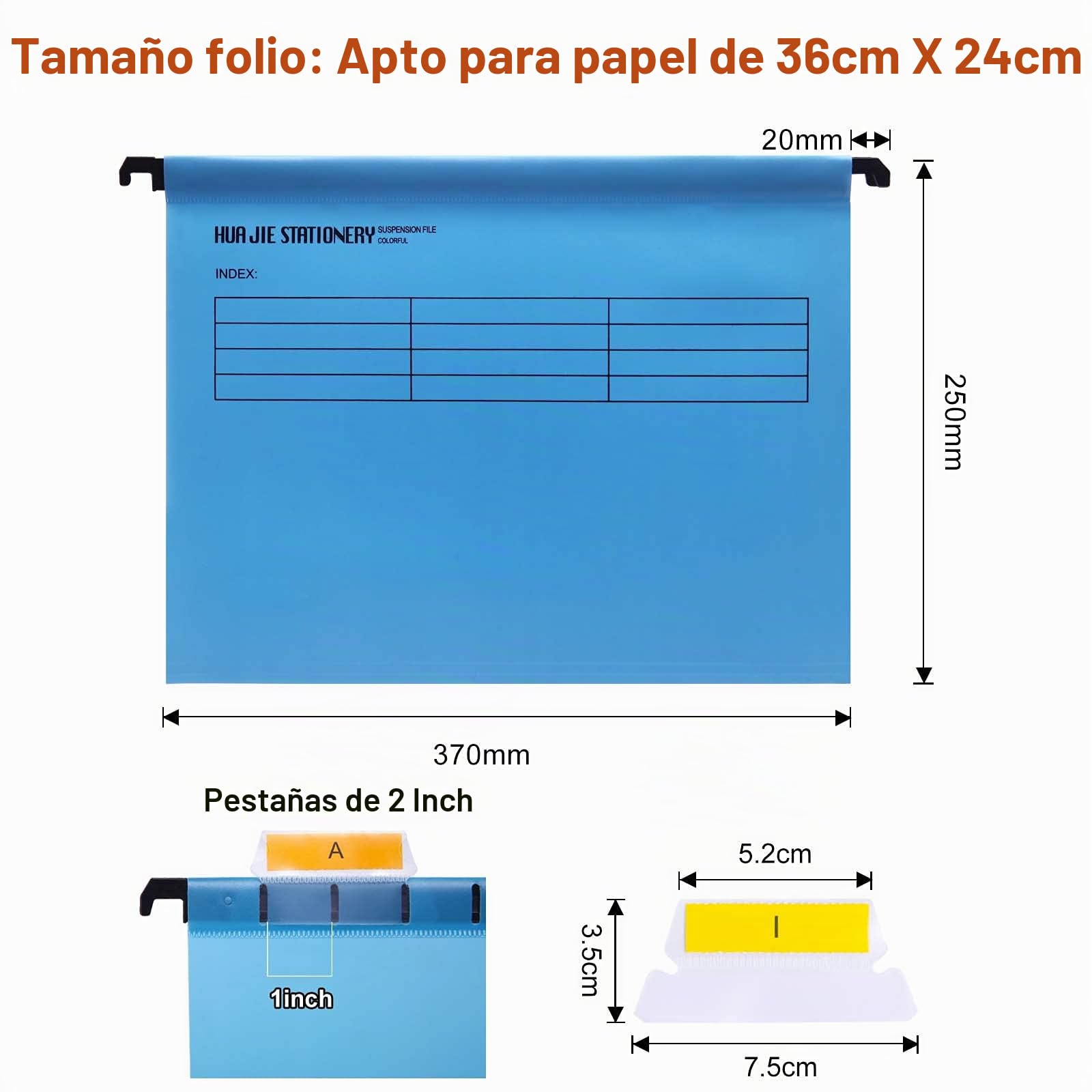 12 unidades Foolscap Grande Archivadores de suspensión con pestañas e insertos para tarjetas, Azul, Archivo Carpetas Colgantes Polipropileno, Medidas 41 x 25 x 37 cm