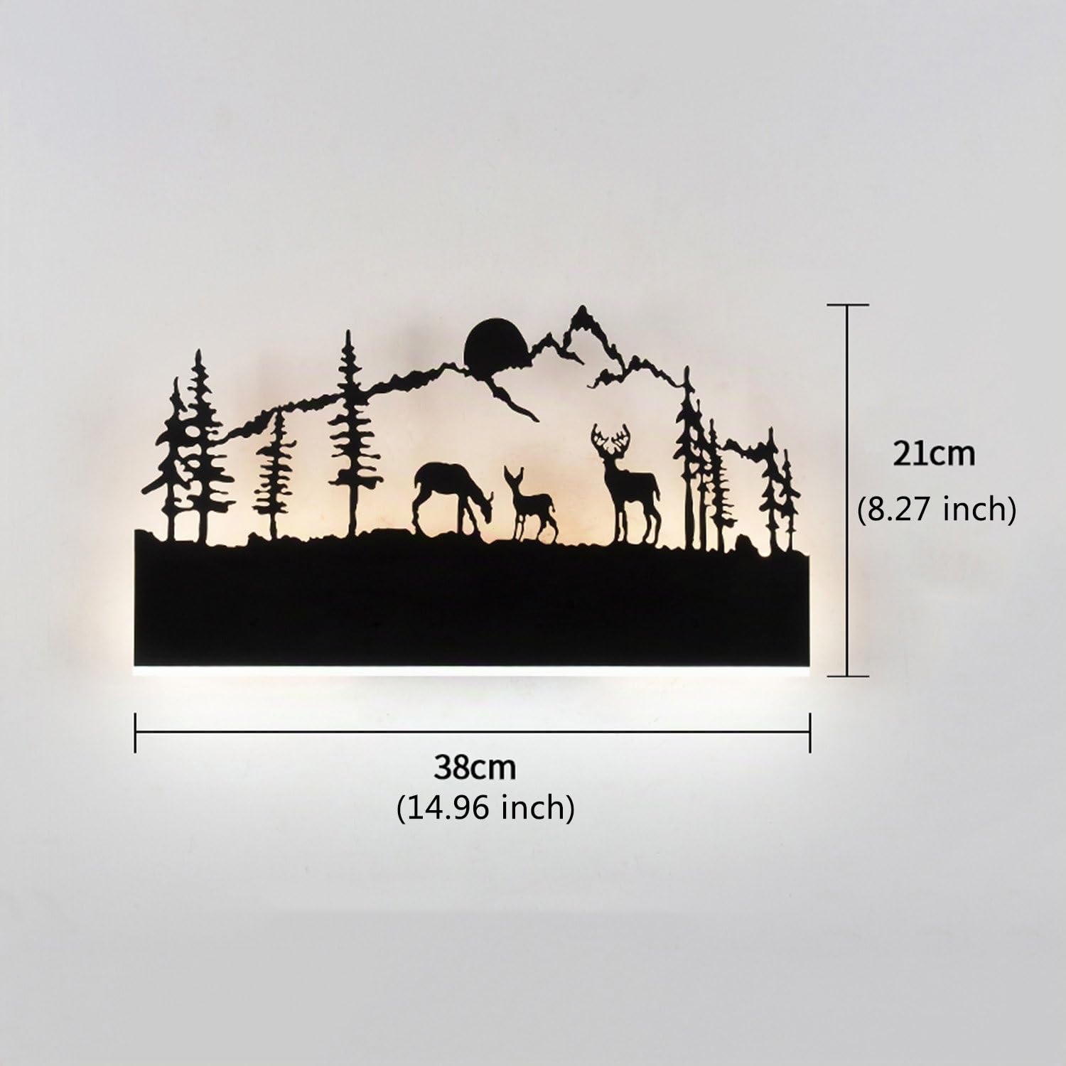 Augrous LED Lampade da parete Cervo Forma Design Sottosopra Luce a muro con Acrilico Ferro interno Decorazione per Camera da letto Soggiorno, 12W