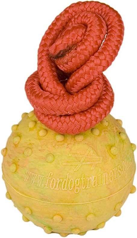 Hollow Rubber Dog Ball for Training - Medium-Size 2 1/3 inch, on Nylon String