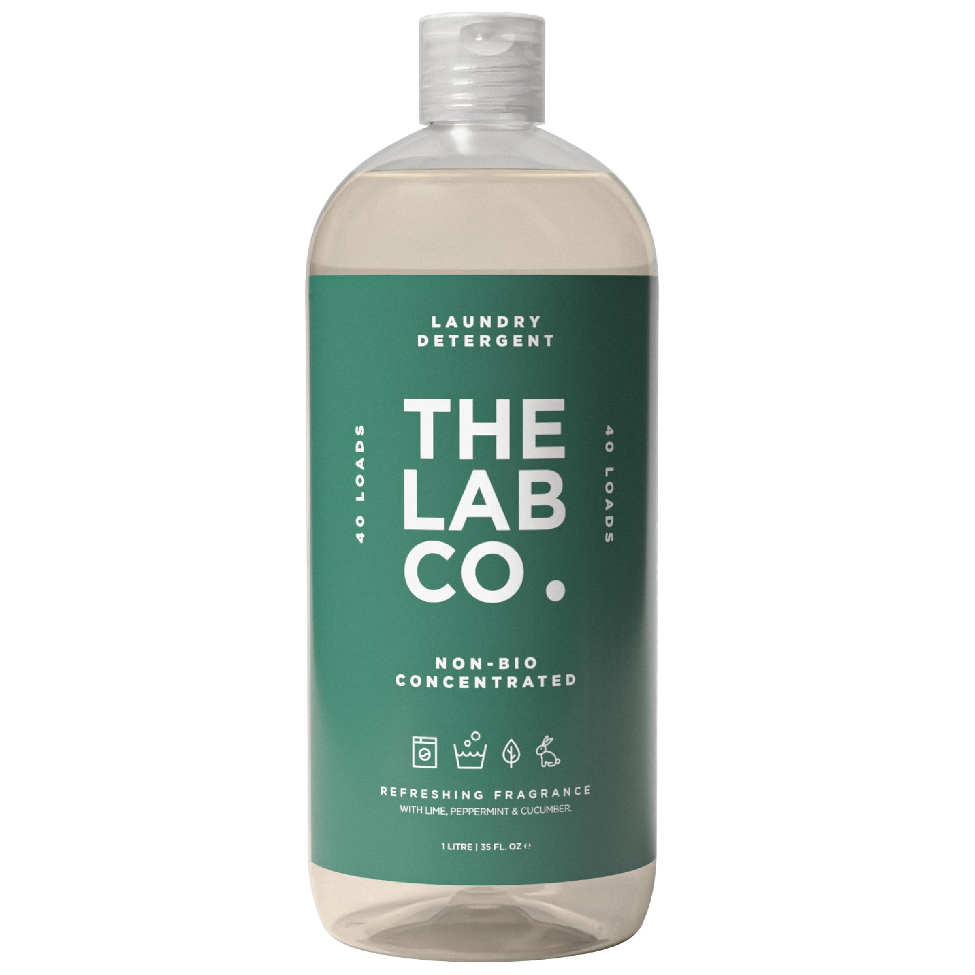 The Lab Co. Non-Bio Concentrated Laundry Detergent | 40 Loads, 1L | Hormone-kind Fragrance | Refreshing Lime, Peppermint & Cucumber Scent | Plant-Based, Vegan, Cruelty-Free, Sensitive Skin Safe