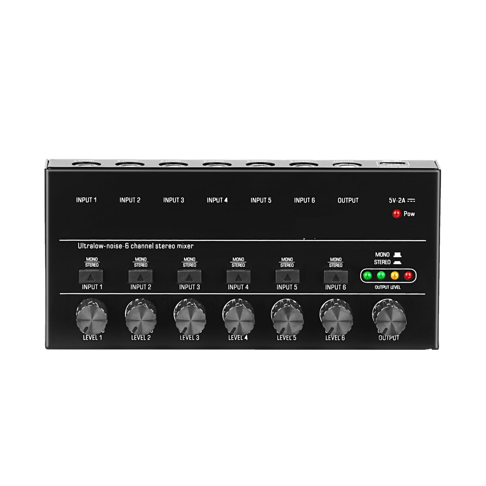 Mikser dźwięku, 4 6 8 Kanałów Mini Mikser Dźwięku Audio Stereo Przenośny Liniowy o Bardzo Niskim Szumie Do Nagrywania Sprzętu(MX6-Black)