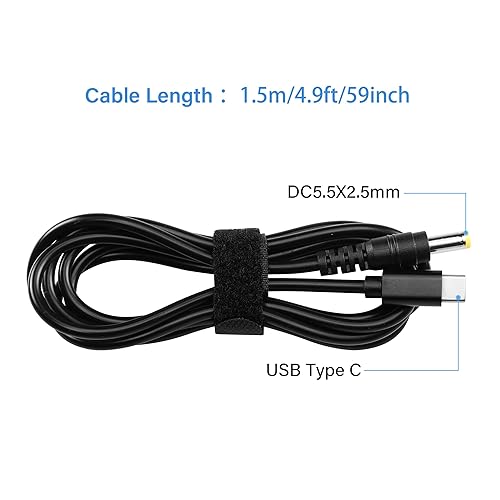 Miniatura 7 de GINTOOYUN Cable de carga de alimentación USB tipo C a CC de 20 V, entrada macho USB-C a CC de 0.217 x 0.098 in, cable de carga, para enrutador,