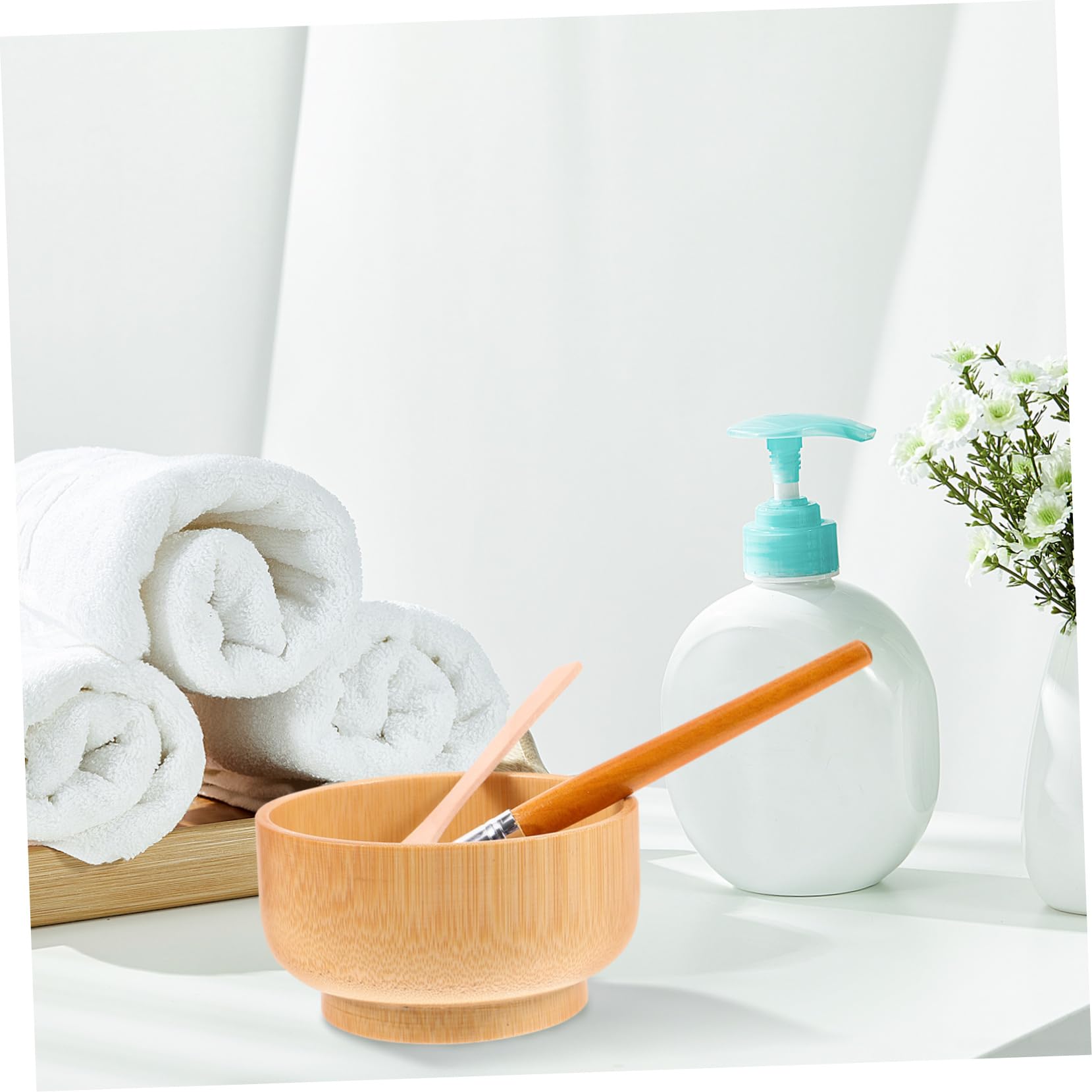 AUTSUPPL Elegant 3pc Facial Mask Mixing Bowl Set Wooden Diy Mask Bowl Brush Kit for Women