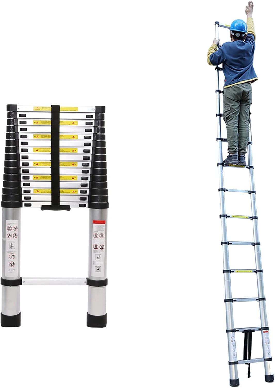 Telescopic Ladder Slow Down Design Telescoping Ladder for Home/Attic/Camper, Aluminum Alloy Extend Straight Ladders with Slip-Proof Feet, Easy to Storage (Size : 1.4m/4.6ft)