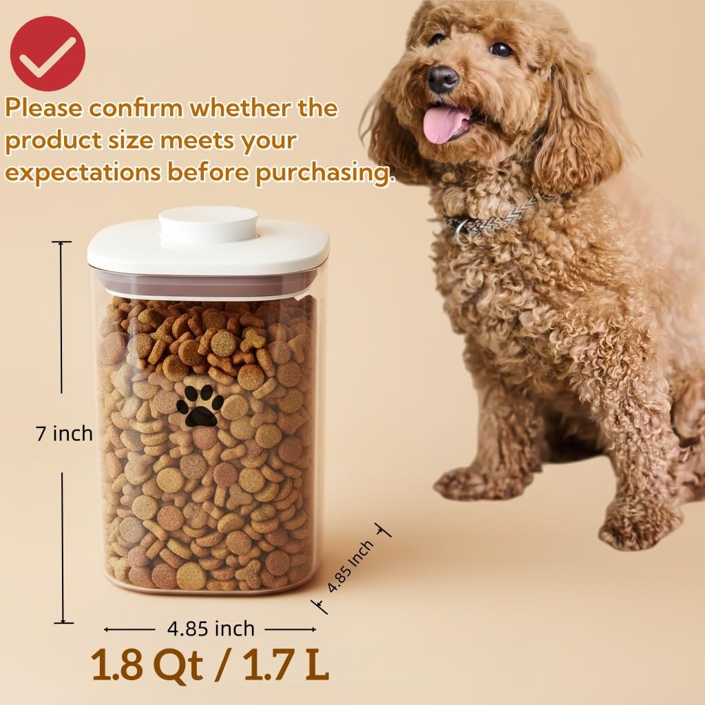 Dog Treat Container with POP-UP Airtight Lid,(1.8Qt /1.7L),Dog Treat Jar Airtight