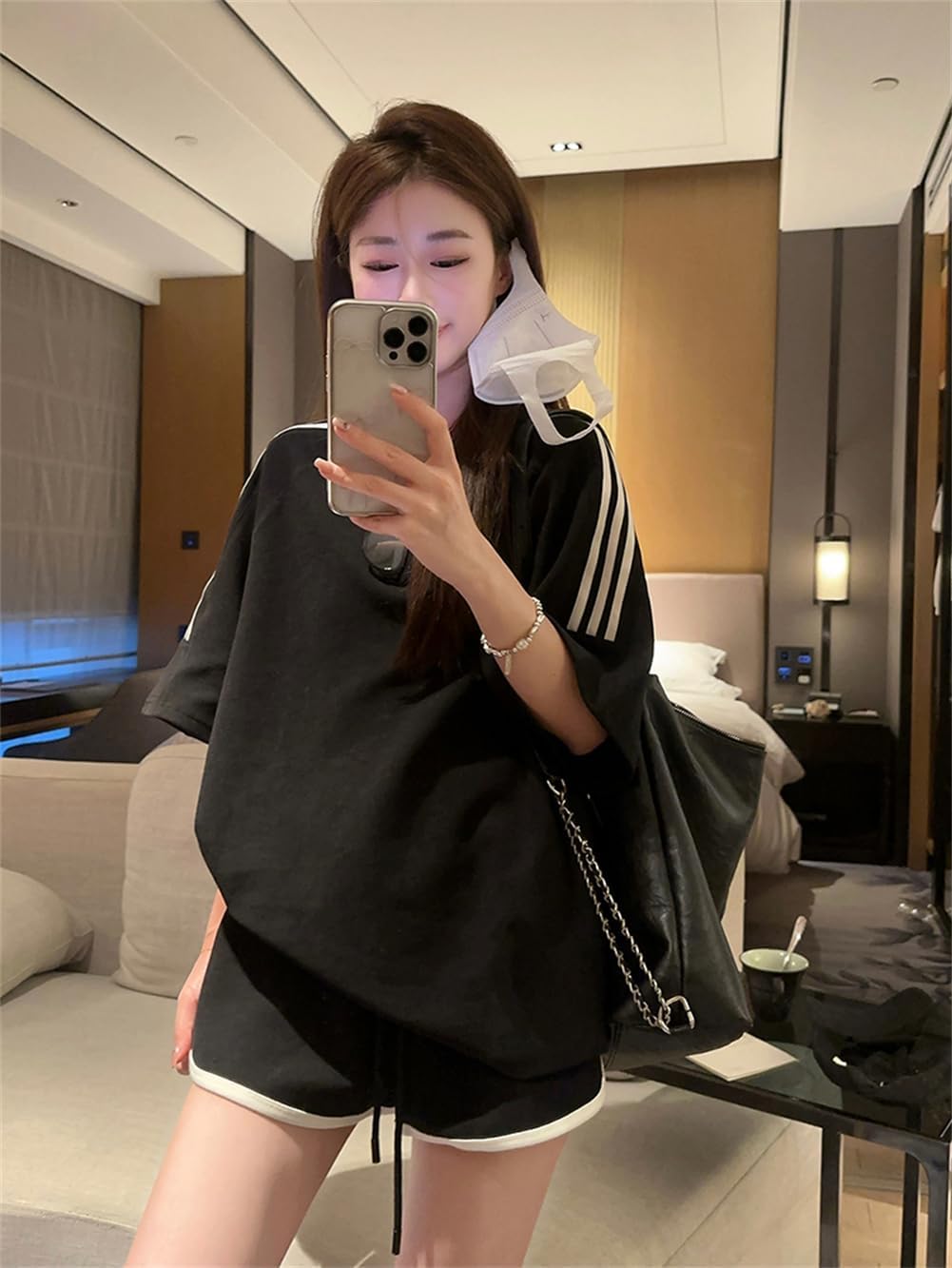 [ＺＨＯＵＳＲＧ] ジャージ セットアップ 半袖Tシャツ ショートパンツ レディース サイドライン 短パン 上下セット 2点セット