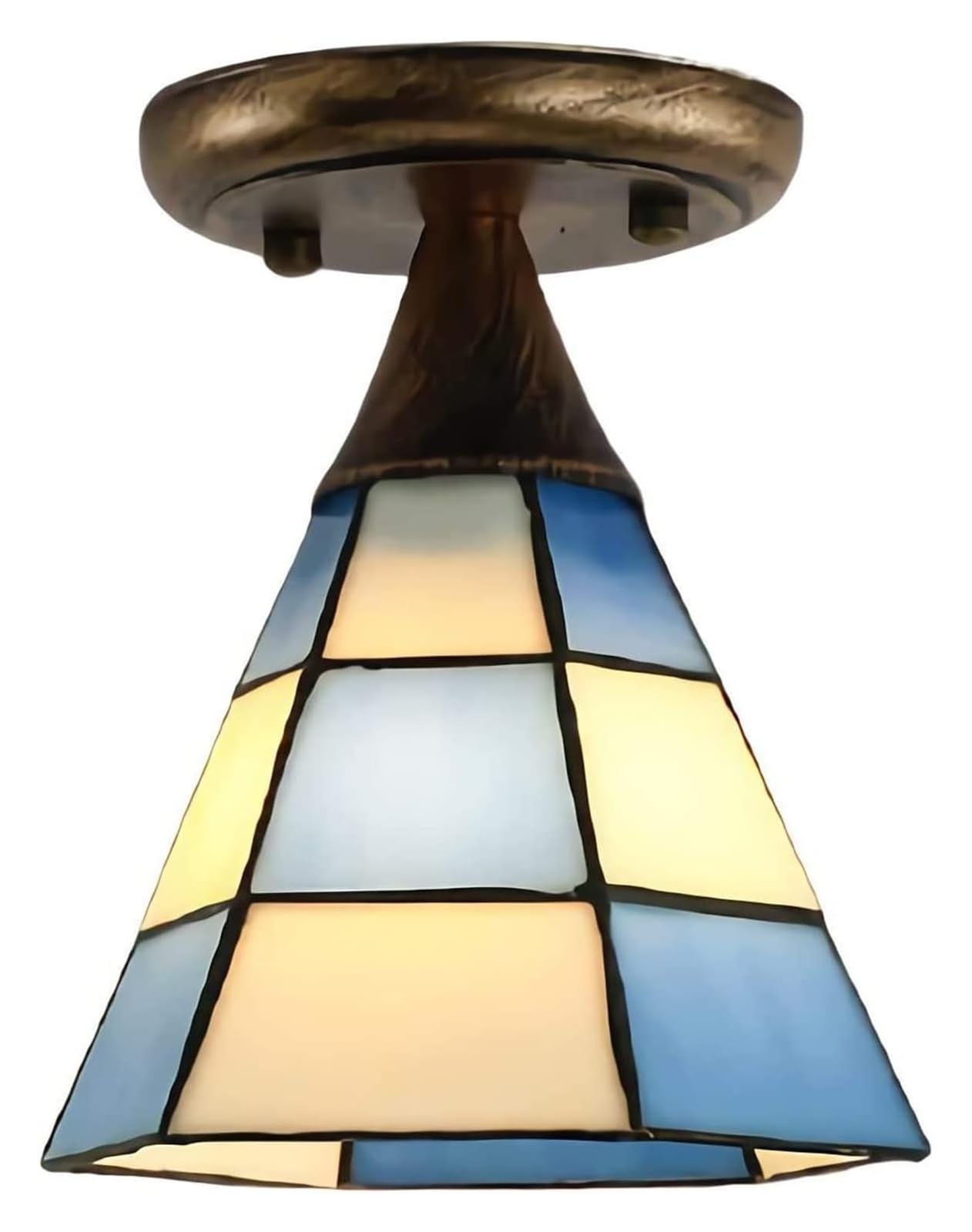 HPTHLY Ceiling Lamp Ceiling Lamp Tiffany Style Mini Ceiling Light, Led Vintage Tinted Glass Corridor Ceiling Lamp, Chandelier Lighting Living Room (14-B)