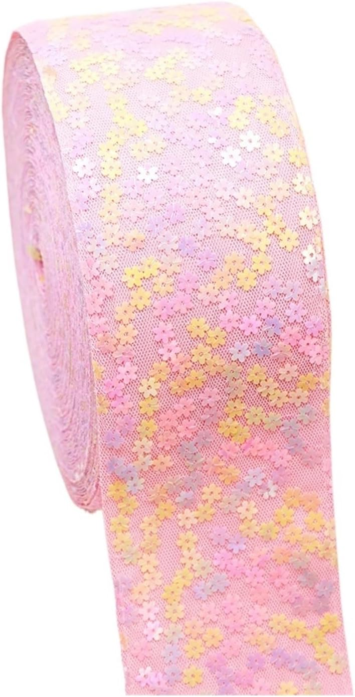 10 Yards 3" 75mm Width Sequin Ribbons for Bows DIY Craft Decoration Packaging Supplies(Color 16,75 mm)