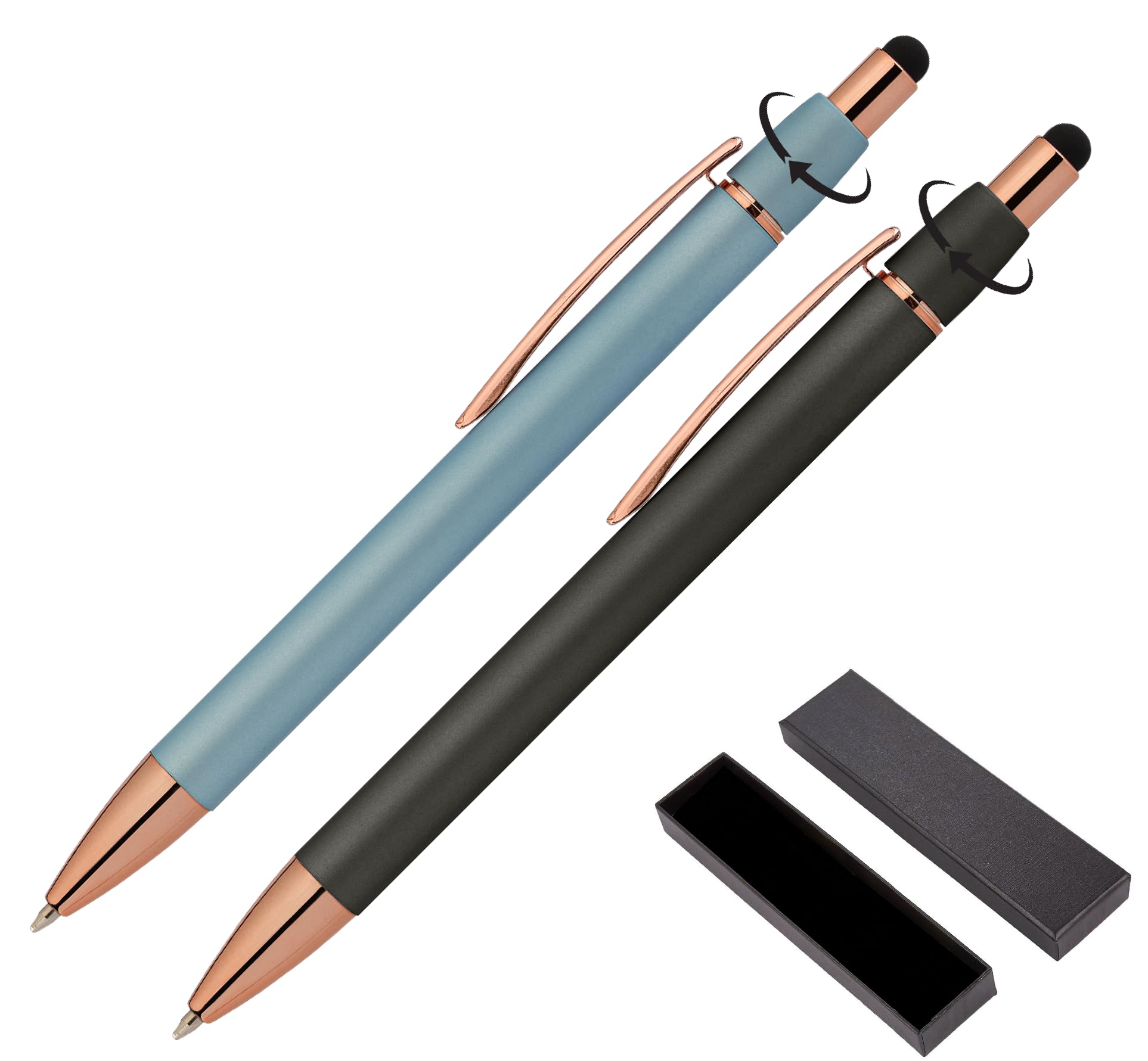 ExpressDesigns Fidget Pen for Adults - 2 Pack Stress Relief Pens with Gift Box - ADHD Anxiety - Metal with Rubber Grip - Focus for Office, Work (