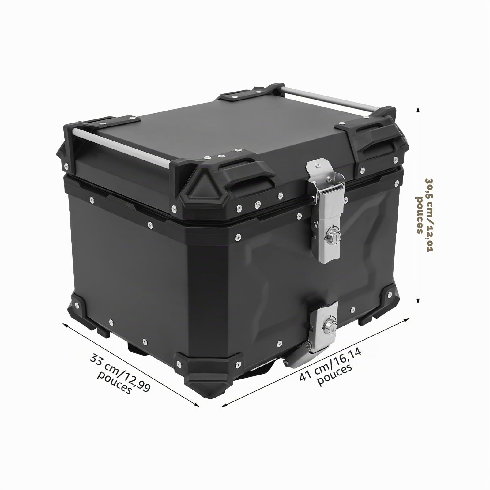 Valise pour moto de 45 litres, en aluminium, imperméable, avec serrure de sécurité, imperméable, pour casque, imperméable
