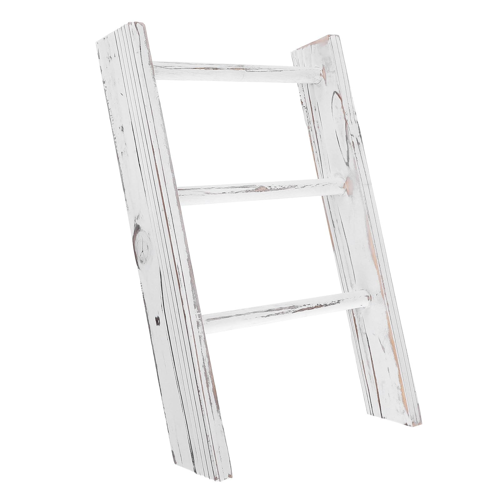 Scala Portasalviette Mini in Legno Stile Rustico per Bagno e Cucina | Decorazione Farmhouse Bianca, Facile da Afferrare e Riporre, Salvaspazio, Esposizione Multifunzione