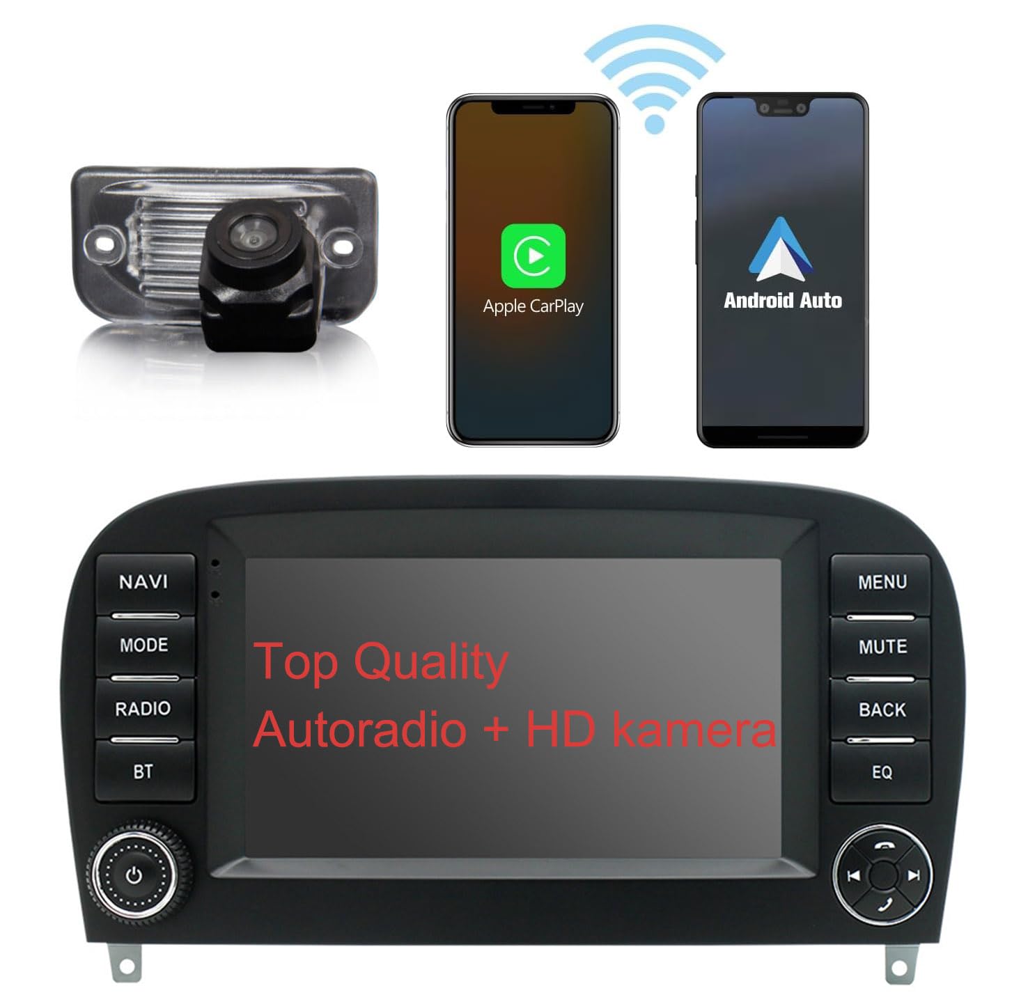 Android Autoradio mit GPS-Navigation,WiFi, Phone Mirrorlink, FM-RDS-Radio, Carplay, Stereo Audio Auto Radio Ersatz für Mercedes-Benz SL R129 R230 SL55AMG SL63AMG SL65AMG SL280 SL300 SL350 SL500 SL600