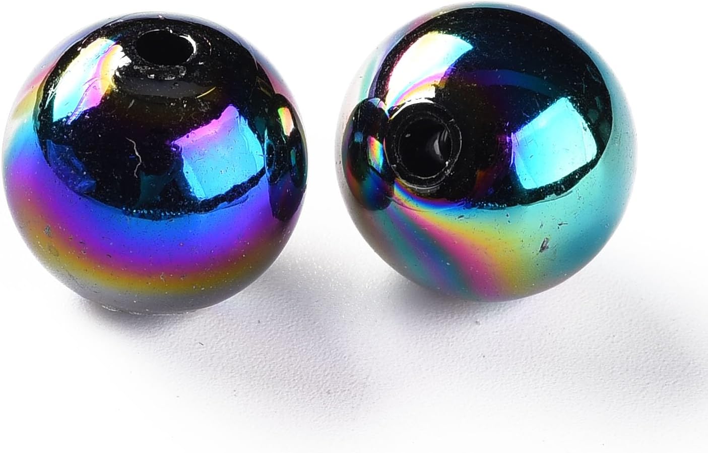 LiQunSweet 210 Pcs 16MM AB Color Plated Black Round Opaque Acrylic Beads Chunky Bubblegum Loose Spacer Beads for DIY Jewelry Crafts Bag Decoration