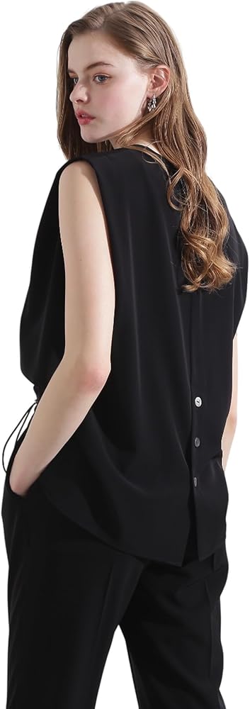 Amazon | [ピンキーアンドダイアン] ノースリーブVネックブラウス