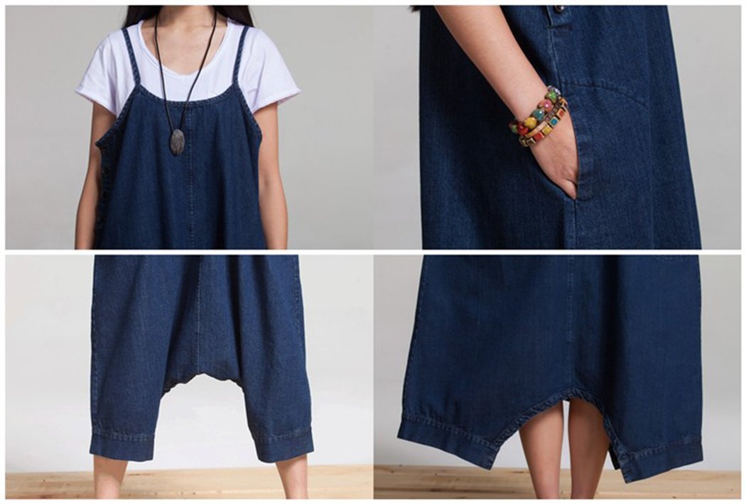 Pantalones vaqueros imitación algodón tamaño la muchacha las mujeres más largas Pantalones siameses irregulares la falda vestido largo los vaqueros múltiples vías fijados