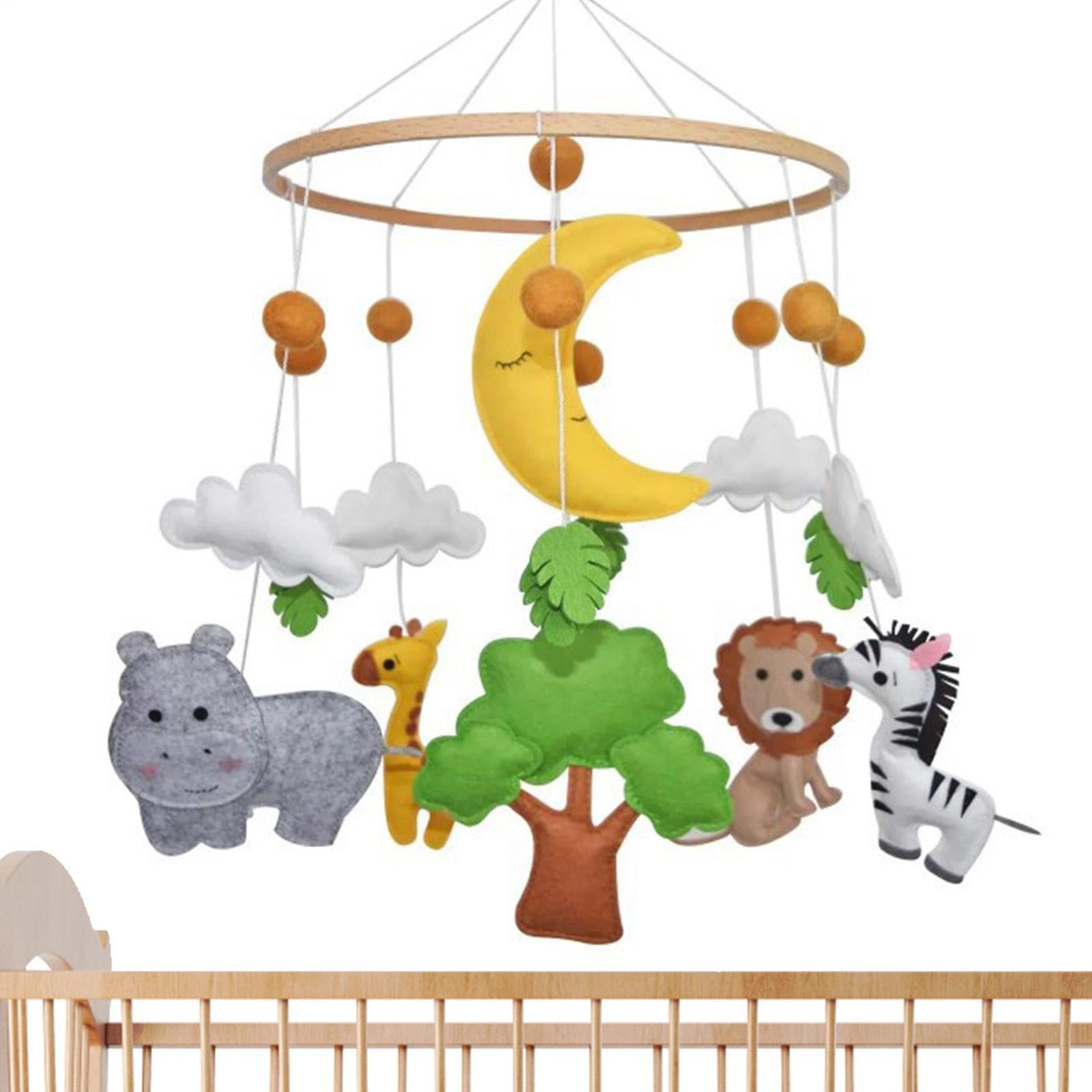 Mobile – Colgante De Animales Del Bosque Para Cuna, Chupete Para Guardería, Decoración De Campana De Madera | Uso Suave De Estimulación Visual Para Dormitorio, Habitació