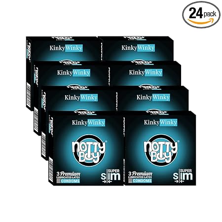 NOTTY BOY SuperSlim Plain Extra Thin Ultra Thin Condom For Men - 24 Count (Pack of 8)