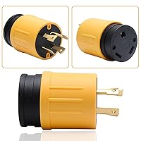 Vista 6 de STARELO 30 Amp 4Prong RV Generator Adapter,NEMA L14-30P Twist Lock Male Generator Plug to TT-30R Female RV Outlet.(Yellow)