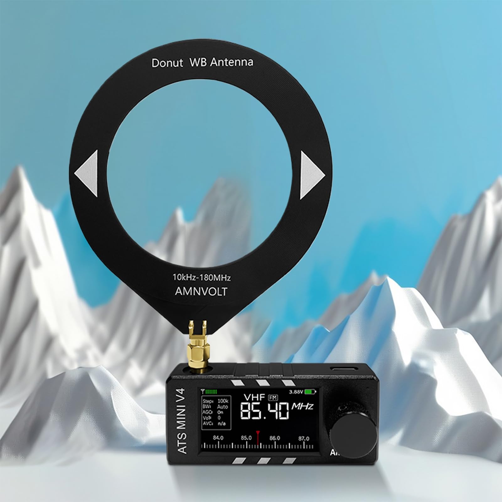 Radiobudzik AMNVOLT V4 ATS MINI ze wzmacniaczem słuchawkowym, pełnozakresowym radiem DSP, kolorowym wyświetlaczem IPS 1,9 cala, tranzystorowym radiem kieszonkowym USB LSB do pieszych wędrówek,