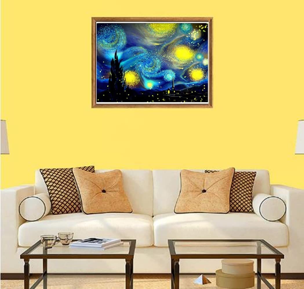SKRYUIE Paquete De 2 Pinturas De Diamantes 5D Para Bricolaje, Cielo Estrellado Y Aurora, Pintura De Taladro Completo Con Diamantes, Luces Polares, Mosaico De Pared De Diamantes De Imitación