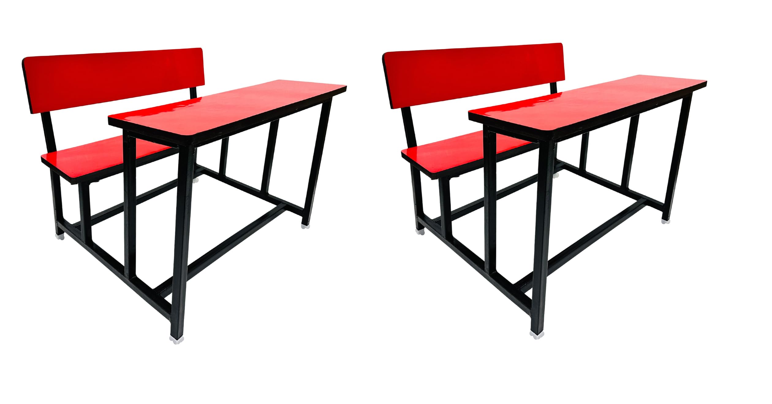 RATISON sturby School Duel Desk with Back Support for Two Students Heavy Duty Frame with ply Board red Color (2pc)