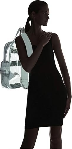 Miniatura 7 de DALIX Mochila transparente pequeña, negra, morado, azul marino, rosa intenso, dorado, gris, verde, rojo, verde azulado, Gris Claro, S, Mochilas