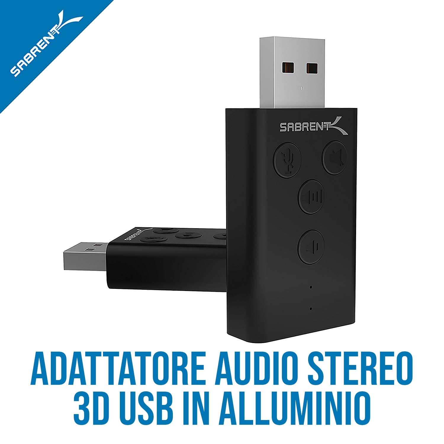 SABRENT Scheda audio USB cuffie e microfono per MAC e Windows, Adattatore audio presa USB, Plug & Play, Con pulsanti, per PS4, PS5, Windows e MAC Nessun driver necessario [Nero] (AU-DDAB)
