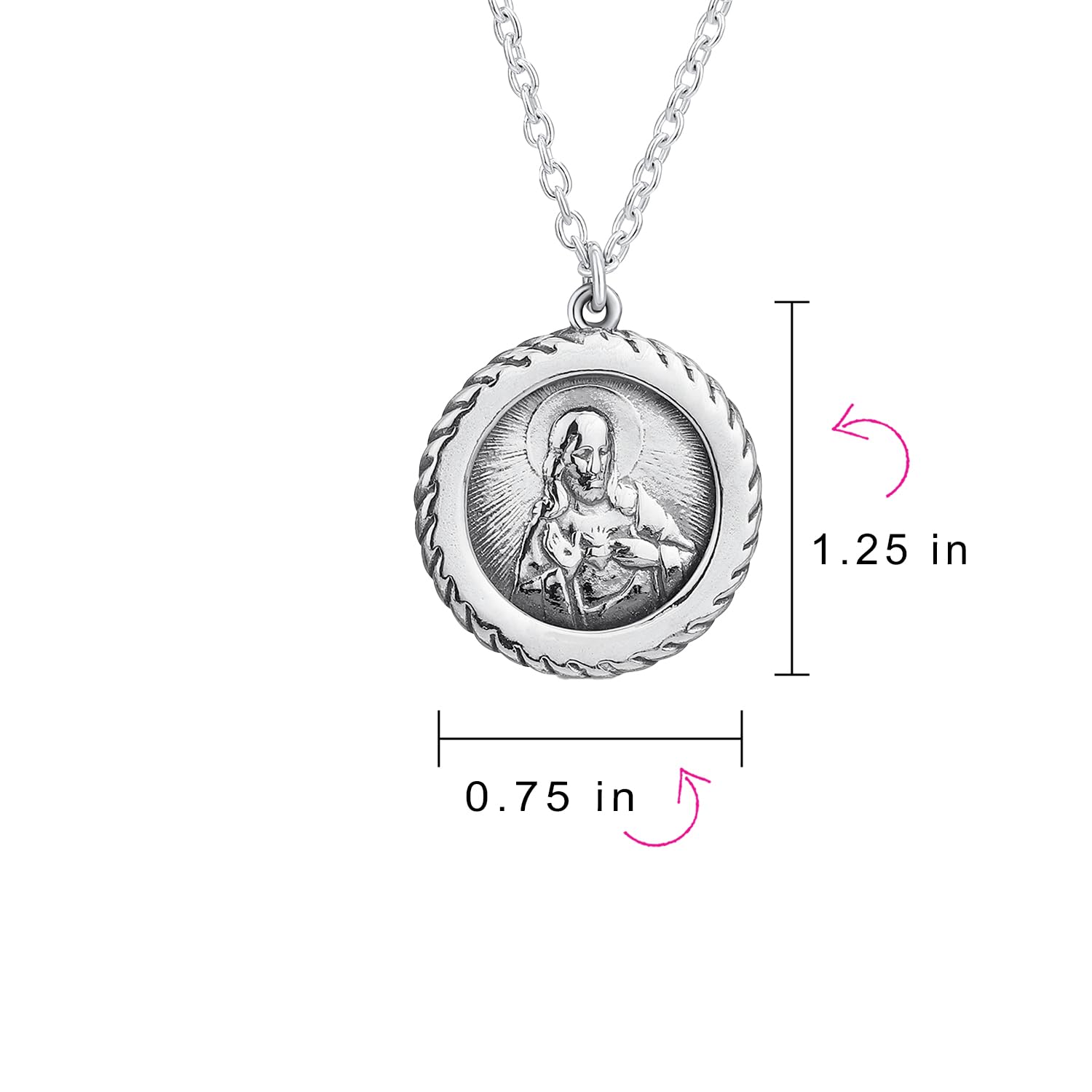 Bling Jewelry Collar De Medalla De Jesucristo Religiosa Personalizable Unisex Para Mujeres Y Hombres En Plata De Ley .925 Grabada A Medida