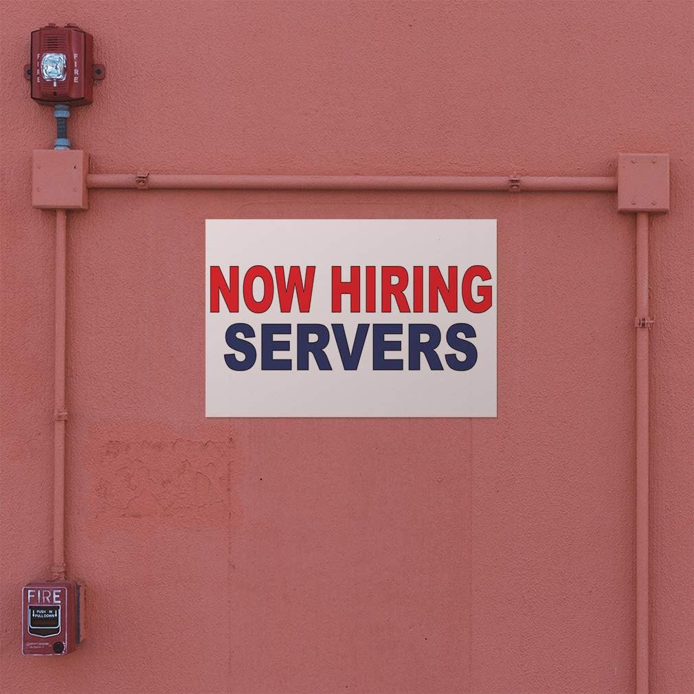 Decal Stickers Multiple Sizes Now Hiring Servers Red Blue Industrial Vinyl Safety Sign Label Business 36x24Inches