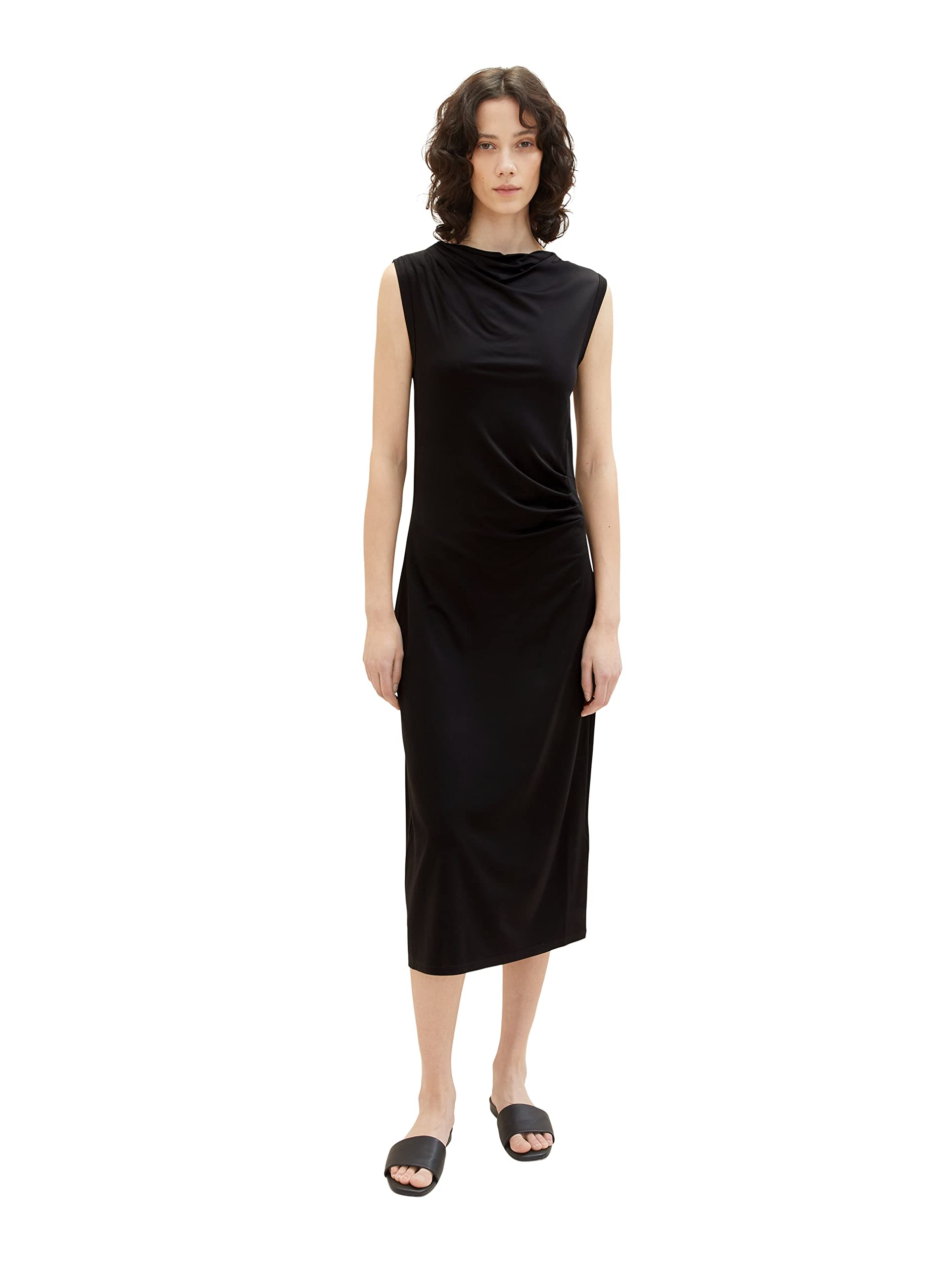 TOM TAILOR Women's Dress with Ruffles, 14482 - Deep Black, 6