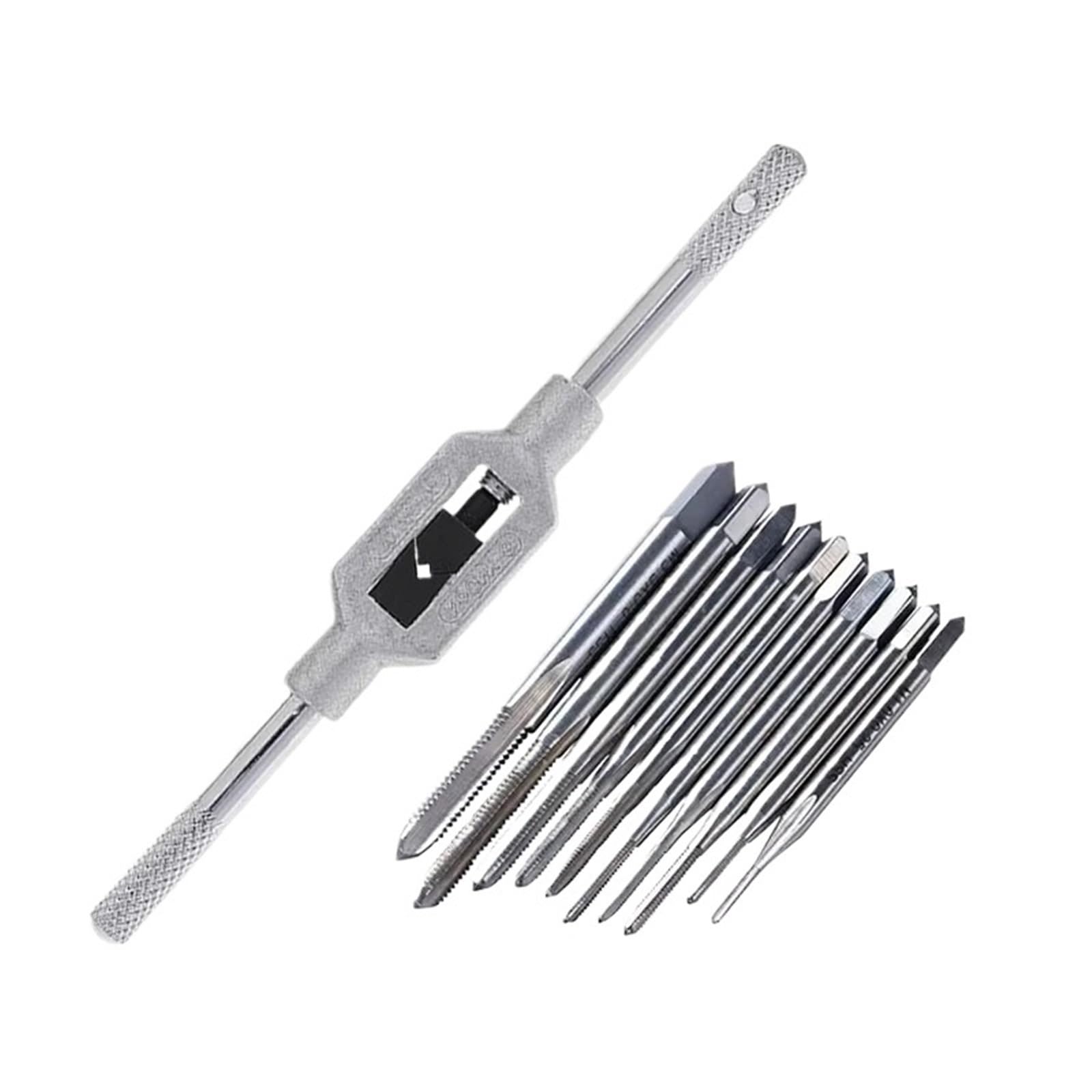 Mnghayyr 11Pcs Carbon Steel T-Handle Ratchet Tap Holder Wrench