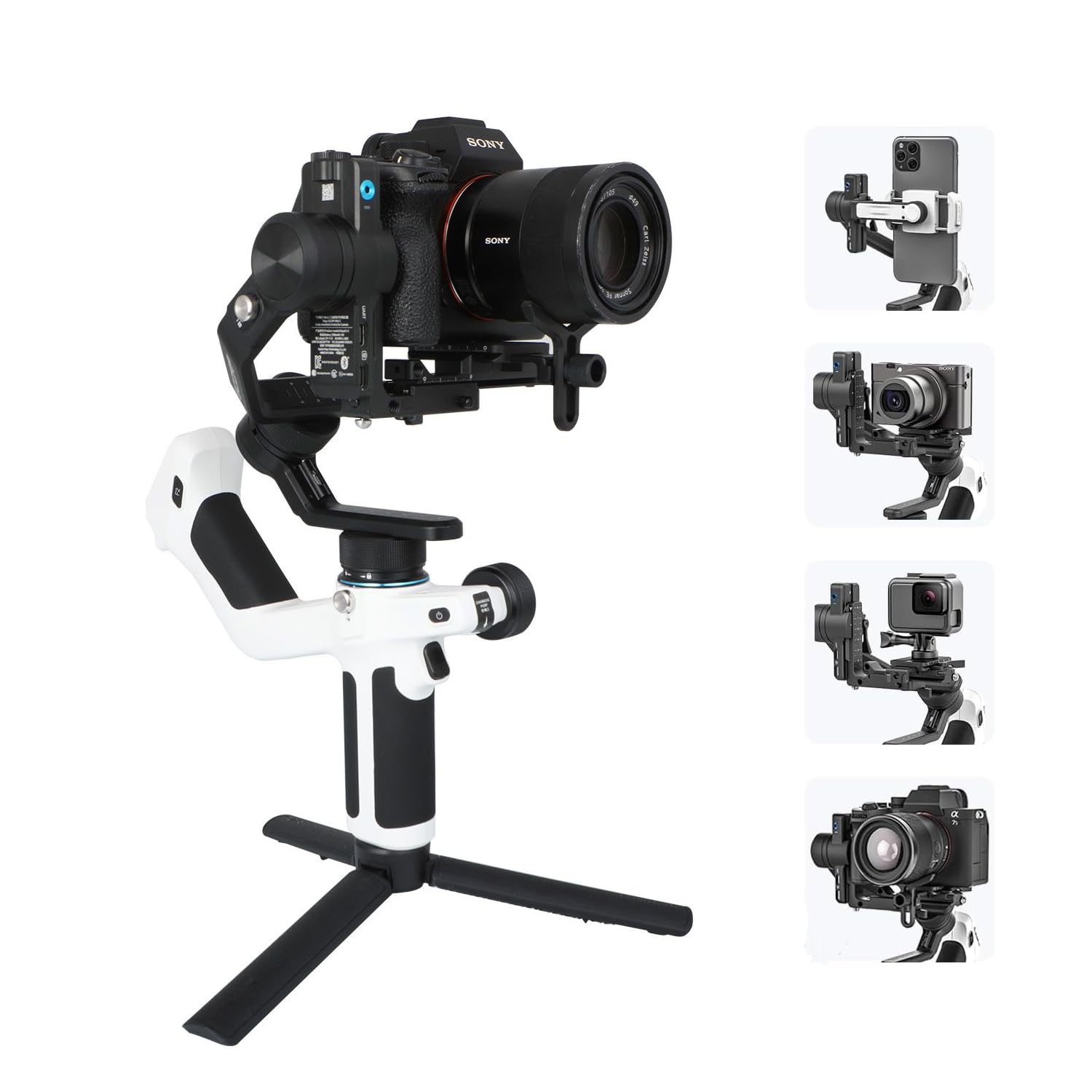 FeiyuTech SCORP Mini 2 Kit – 3-Achsen Gimbal Stabilisator für Spiegellose Kameras & Smartphone, mit AI-Tracking, Gestensteuerung, Touchscreen, Leichter Stabilisator für Vlog, YouTube, TikTok & GoPro