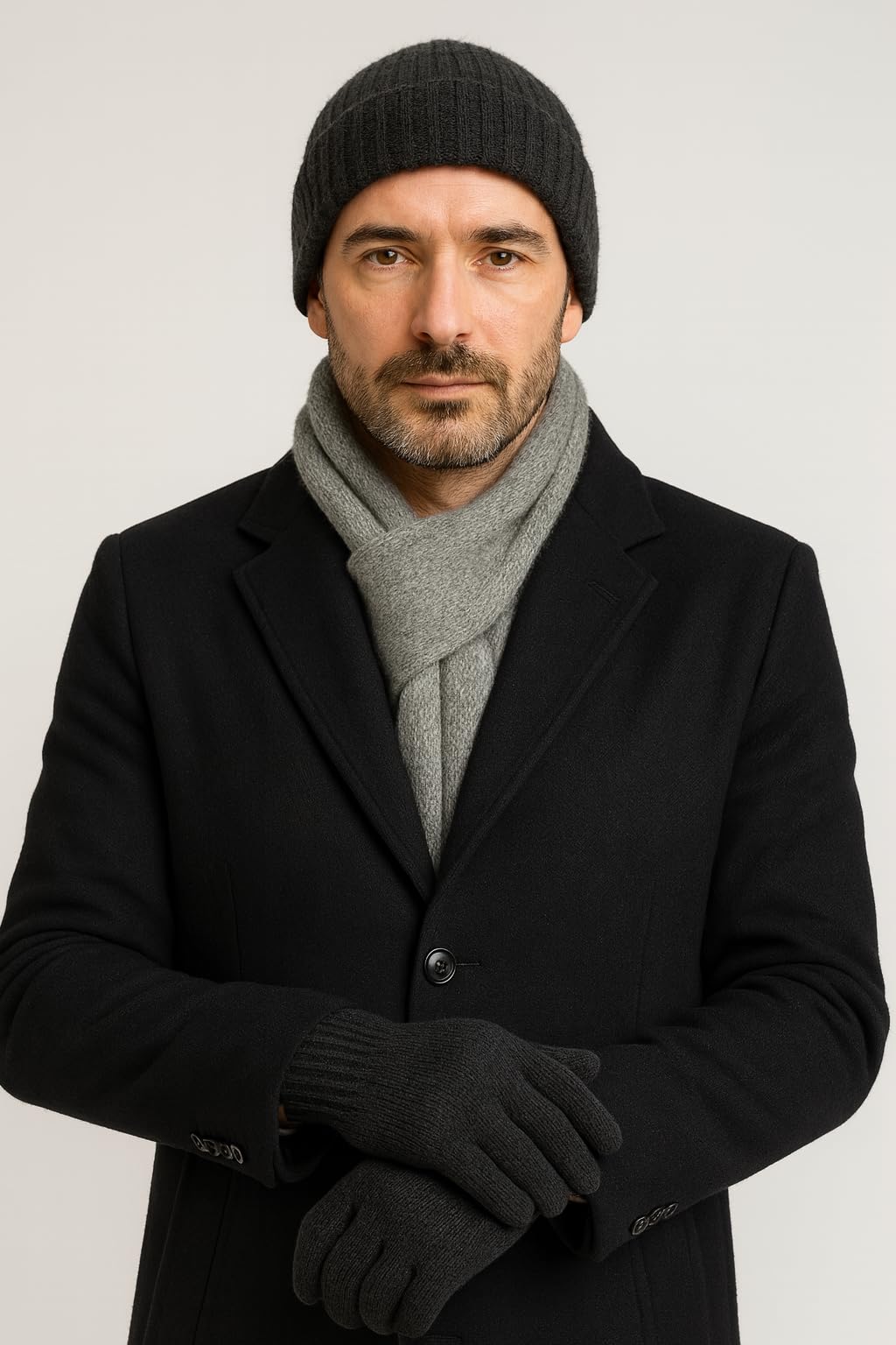 CLASSE77 - Guanti invernali in maglia in puro cachemire da uomo - Artigianali - Made in Italy