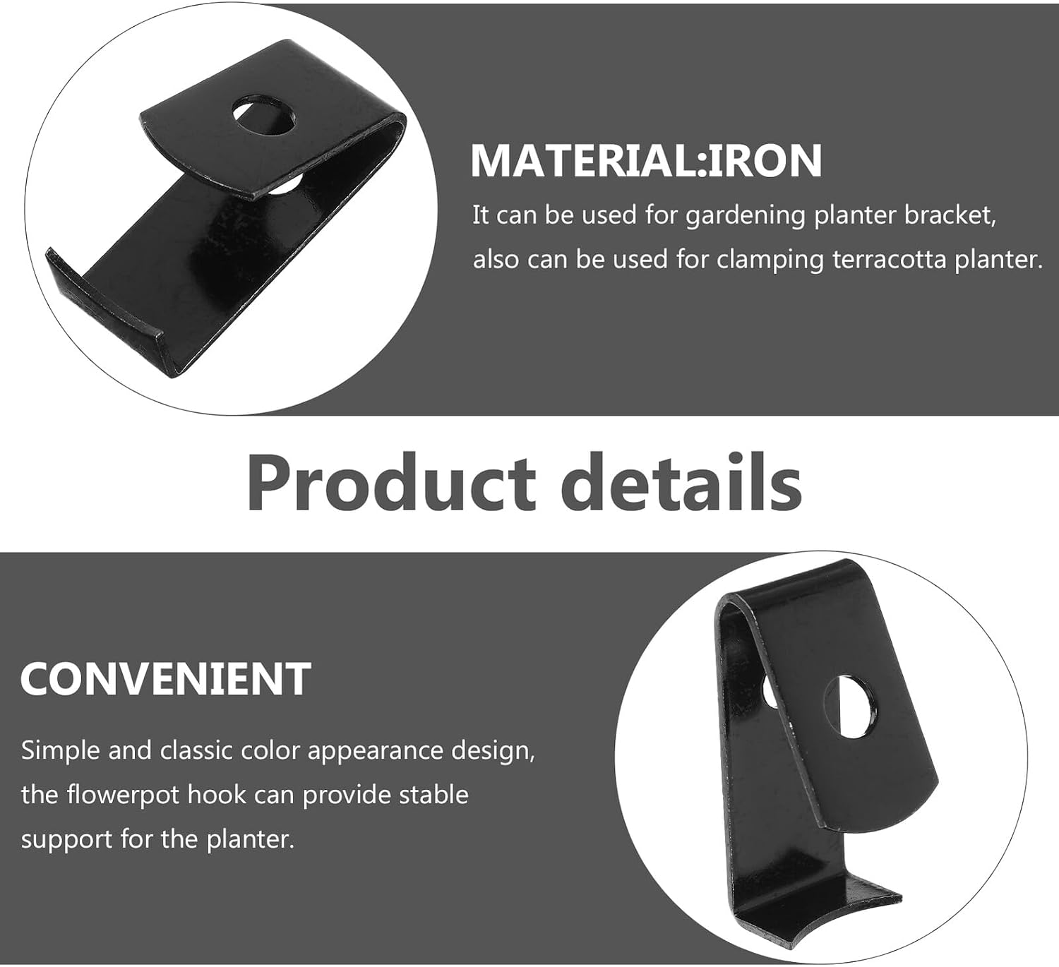 12pcs Metal Flowerpot Clamps Wall Mount Plant Stand Hooks for Hanging Terracotta Pots Outdoor Garden Planter Clips Black