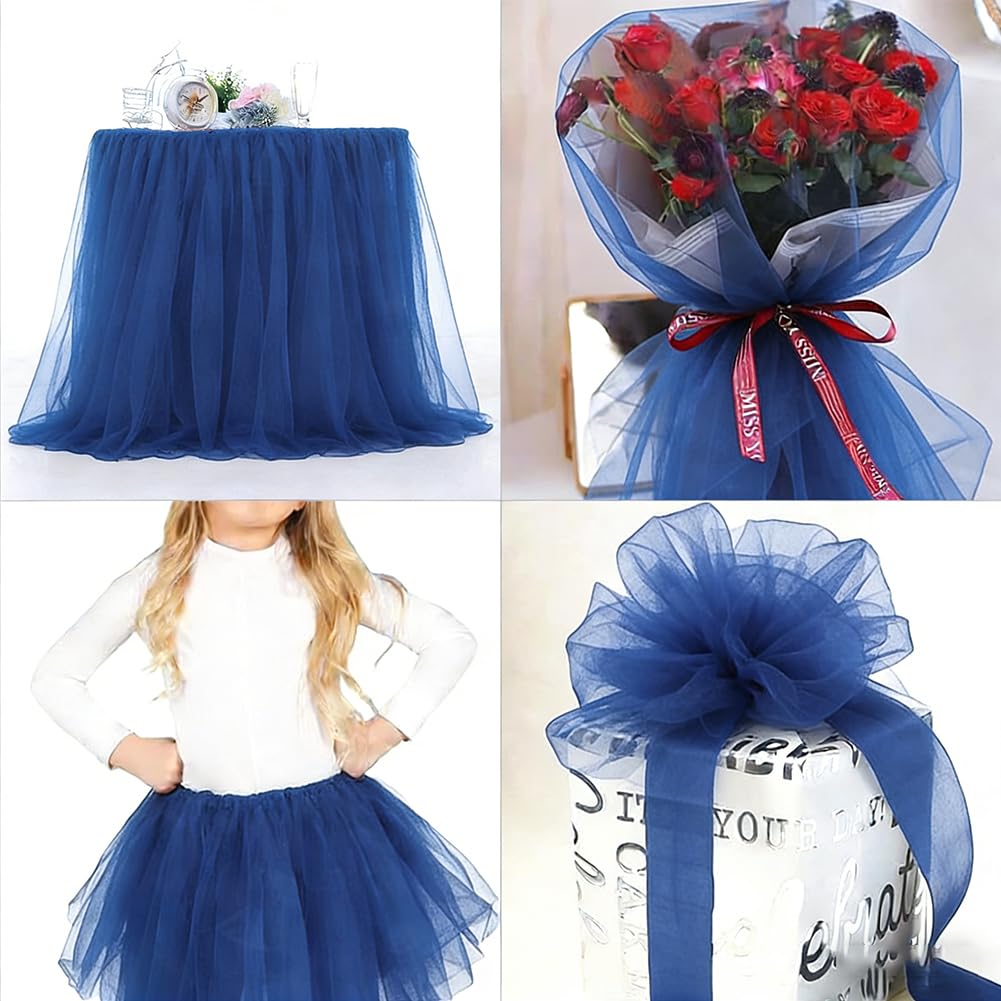 IVEOPPE Rotolo Di Tulle Blu Scuro, 30 Cm X 91,4 M (100 Yard), Per Matrimonio, Tutù, Gonna, Runner Da Tavolo, Decorazione