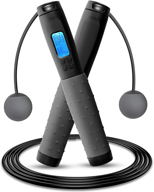 Uten Skipping Rope with Counter, Skipping Rope Adult Children Rope Skipping Fitness Adjustable Cordless Bounce Rope Sport with Silicone Handle,Grey,190 Centimetres