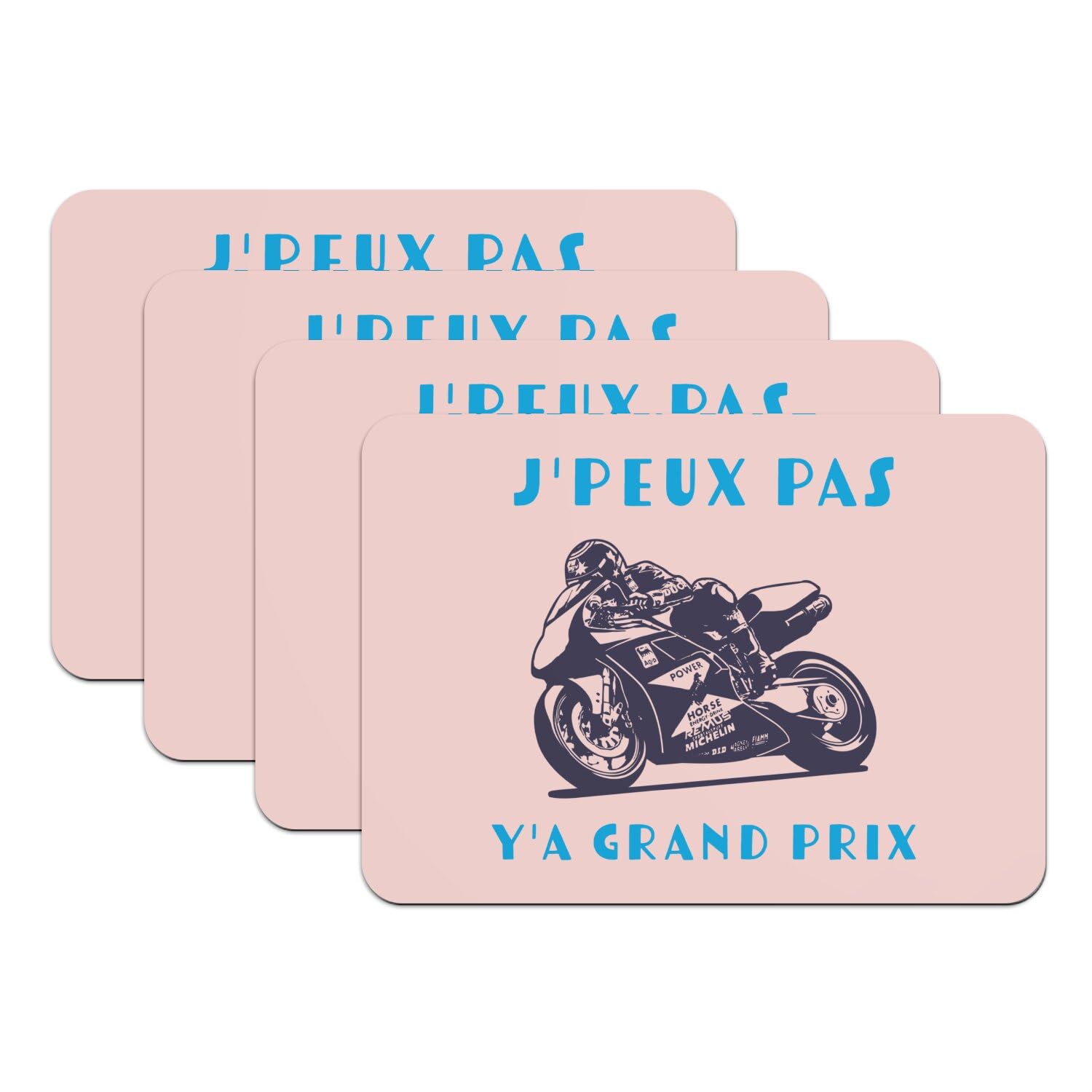 Set de table Moto GP lot de 4 grands dessous rose anti-dérapants