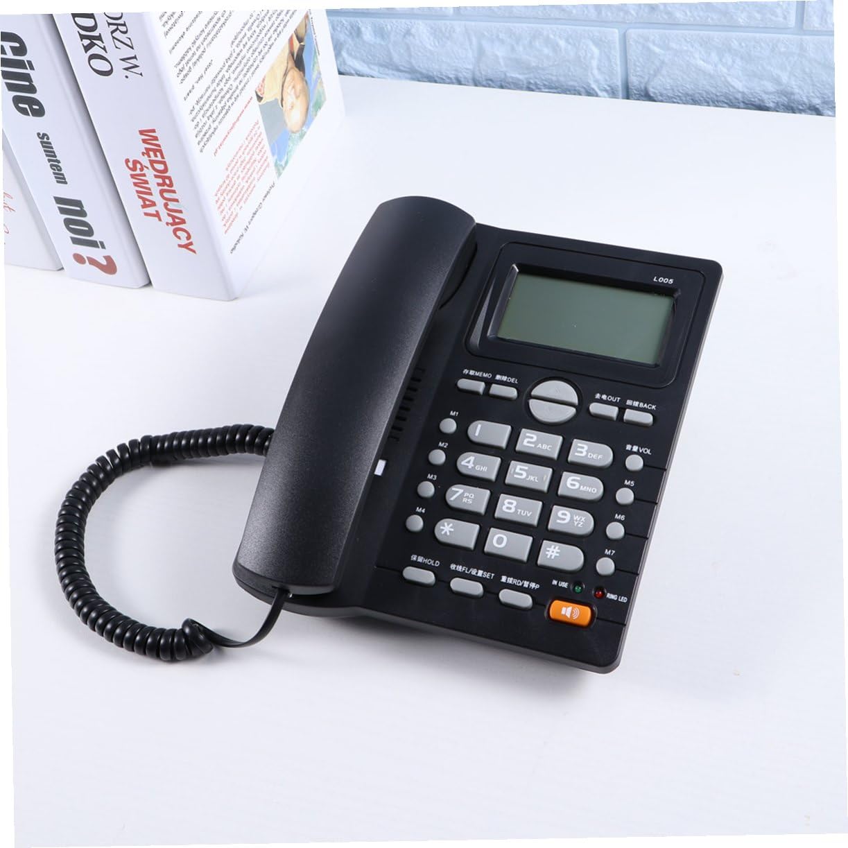NUOBESTY Telefono Fisso da Ufficio e Casa Doppio Ingresso Nero | Identificazione Chiamate, Funzione Musicale Integrata, Protezione Antifurto Elettronica, per Negozio e Telemarketing