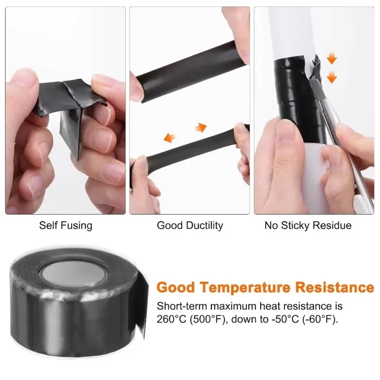 Nastro isolante autofondente in gomma siliconica | Multicolore 1 pollice x 10 piedi 0,5 mm 10 rotoli: Auto, Marina, HVAC, Cavi, Tubi, Giardino, Cucina(White)