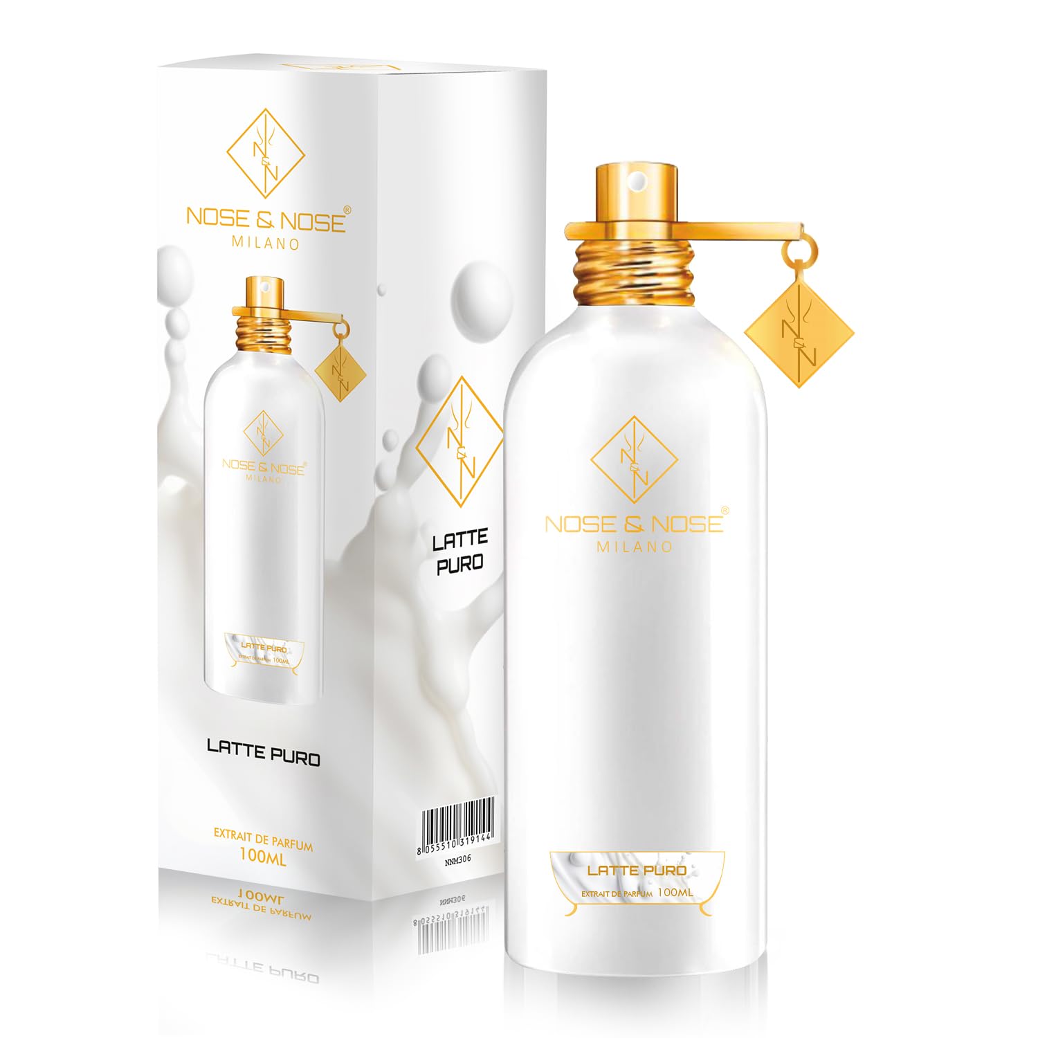 NOSE & NOSE MILANO Perfume Unisex Extrait de Parfum Equivalente e Inspirado Bianco Latte - Perfume de Larga Duración y Persistente, Fragancia Intensa con 30% de Esencia Pura Similar al Original 100 ml