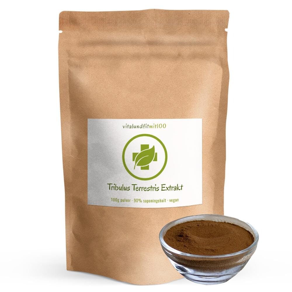 Tribulus Terrestris Extrakt Pulver - 100g - hochdosiert mit 1000 mg Tribulus Extrakt - standardisiert auf 90% Saponine - ohne unnötige Zusätze
